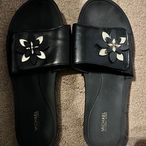 Michael Kors Gold black slides size 11